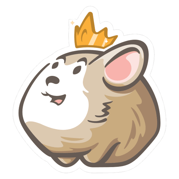 Plucky the pika wearing her crown